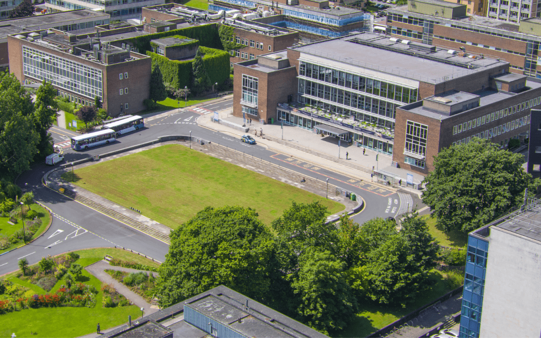 Aerial photo of Fulton House and lawn