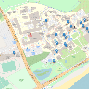 Extract from map showing exam venues